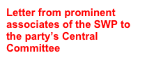 Letter from prominent associates of the SWP to the party’s Central Committee